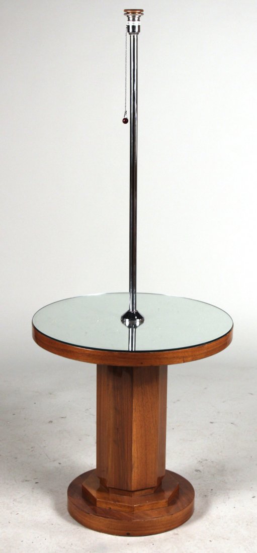 Modern Walnut Mirrored Table Floor Lamp (1 of 5)