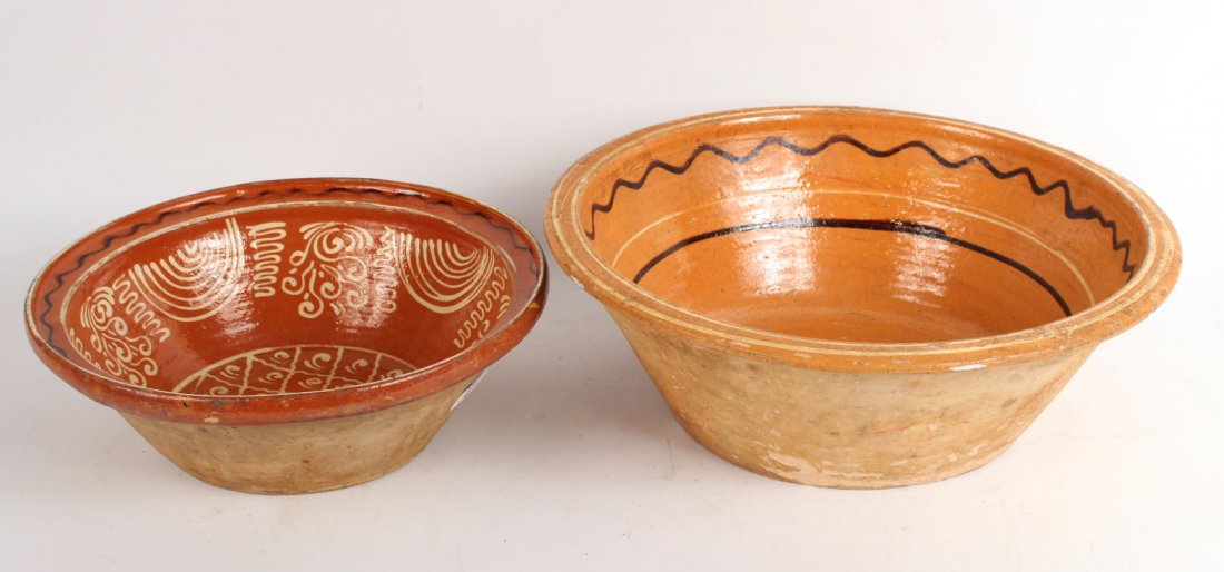 Two Earthenware Ceramic Slip Decorated Bowls (1 of 6)