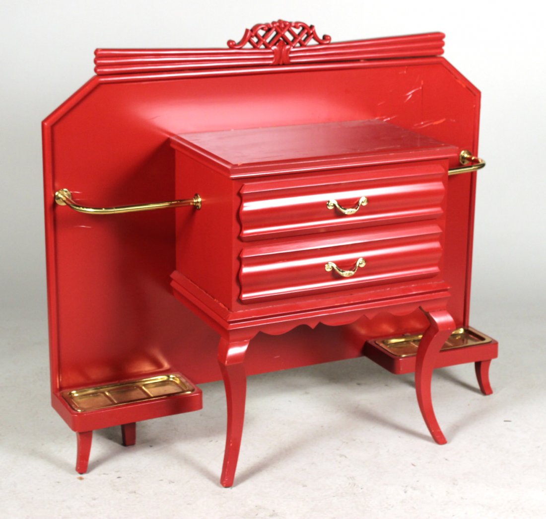 Art Deco Brass-Mounted Red-Lacquer Hall Tree (1 of 8)