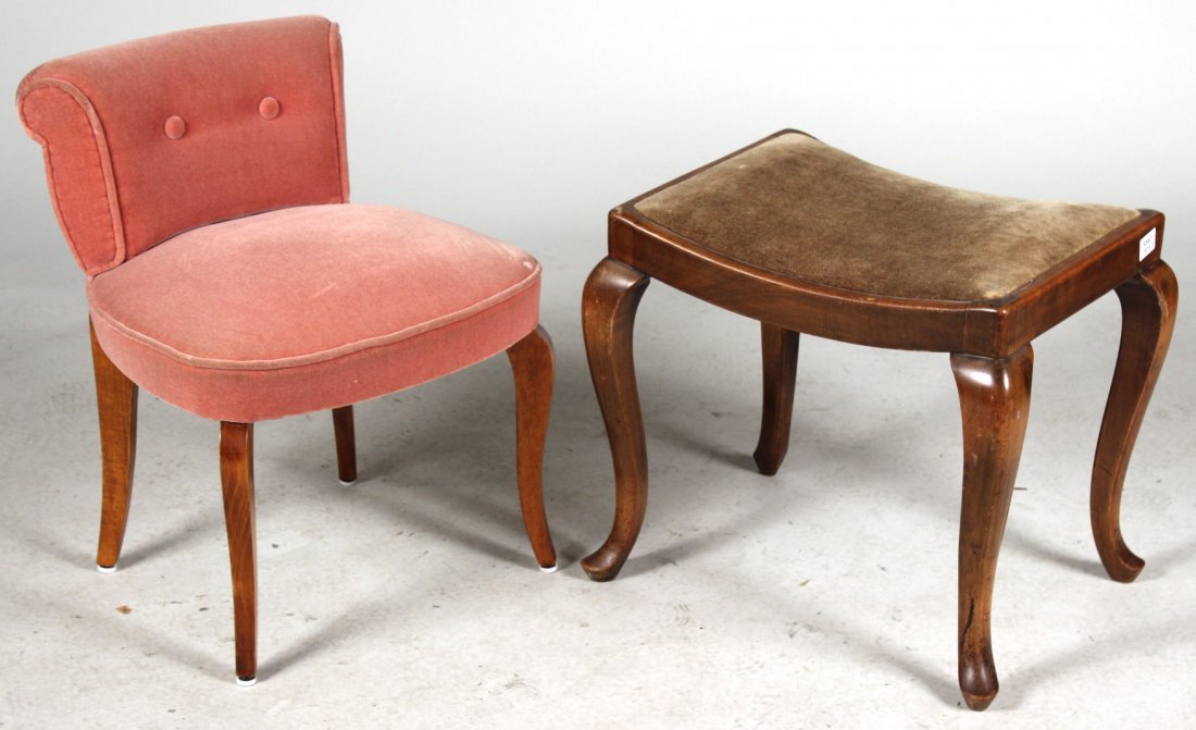 Art Deco Walnut Vanity Stool (1 of 8)