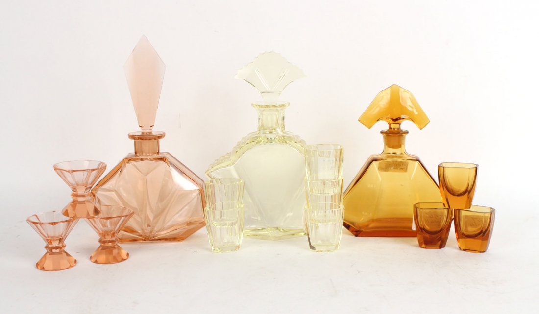 Three Partial Art Deco Glass Cordial Sets (1 of 5)