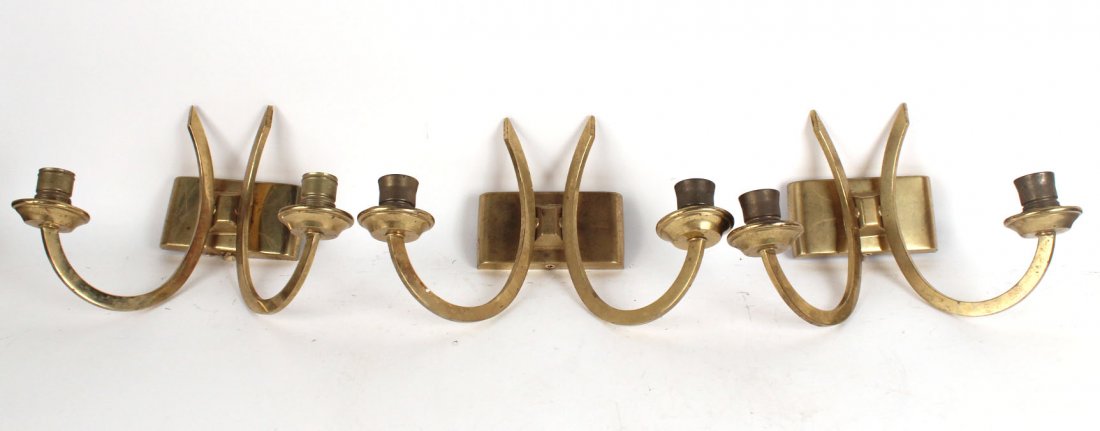 Three Brass Two Arm Wall Sconces (1 of 5)