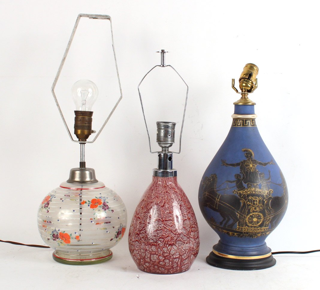 Art Deco Hand Painted Glass Lamp (1 of 7)