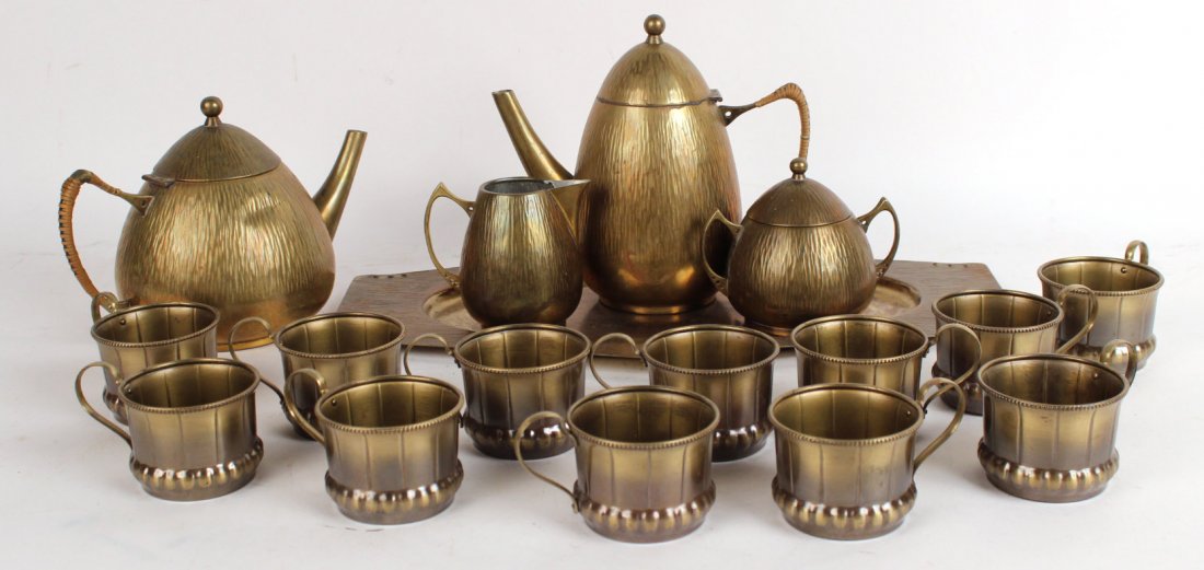 Brass Tea Set with Under Tray (1 of 4)