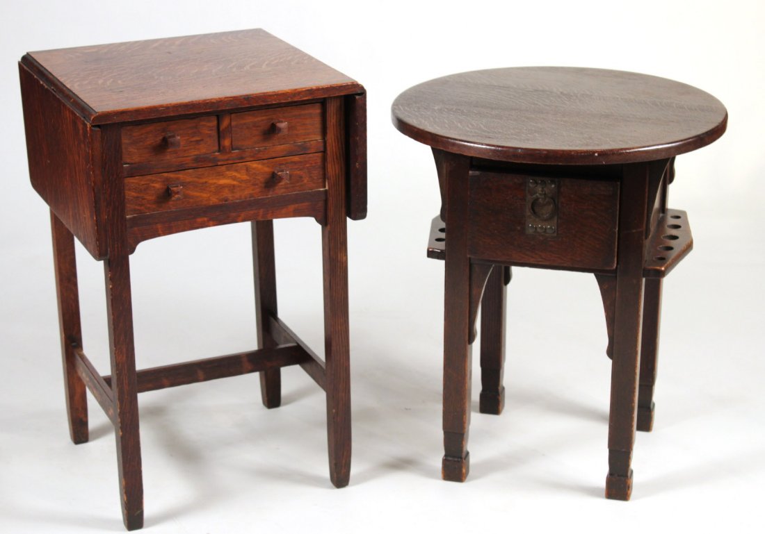 Two Arts and Crafts Style Oak Side Tables (1 of 7)