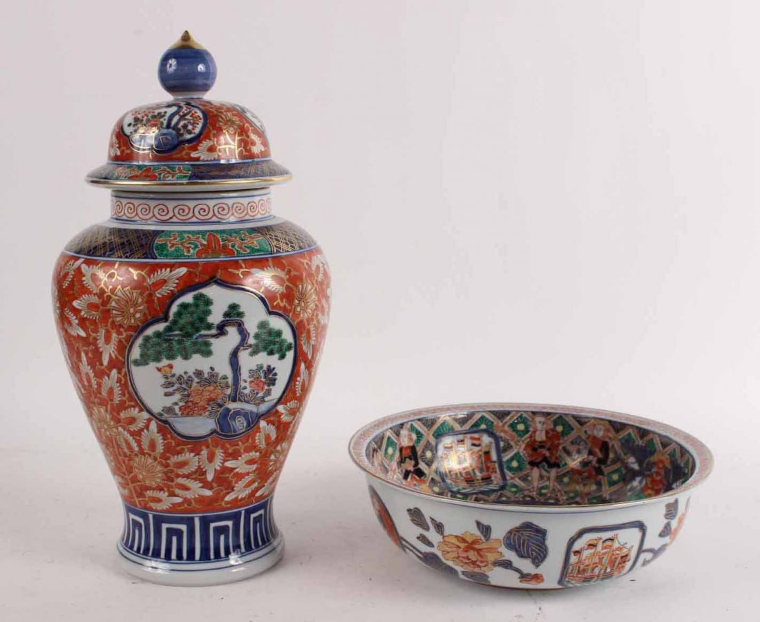Imari Pattern Porcelain Ginger Jar and Bowl (1 of 10)