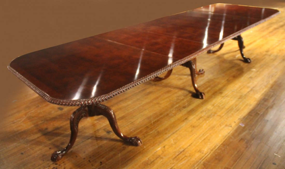 Chippendale Style Three Pedestal Dining Table (1 of 7)