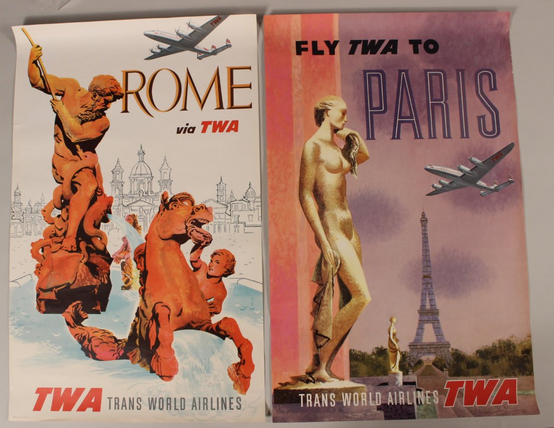 Two David Klein TWA Travel Posters (1 of 8)