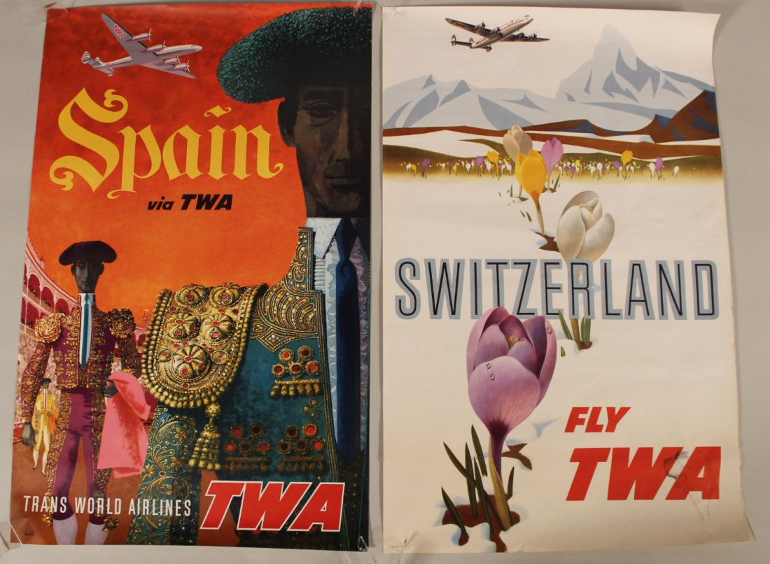 Two David Klein TWA Travel Posters (1 of 8)