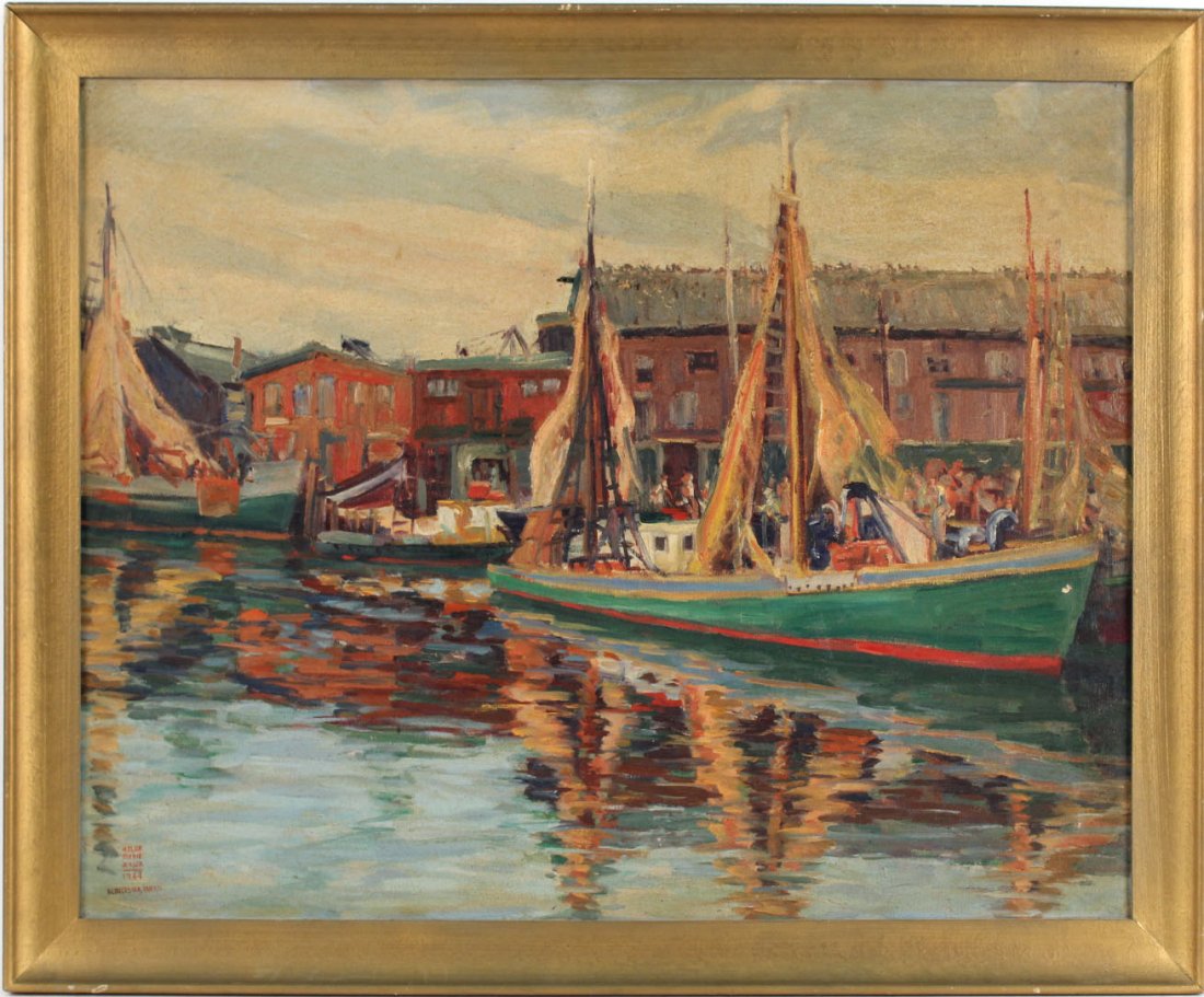 Oil on Canvas, Gloucester Port, Helga M. Jensen (1 of 7)