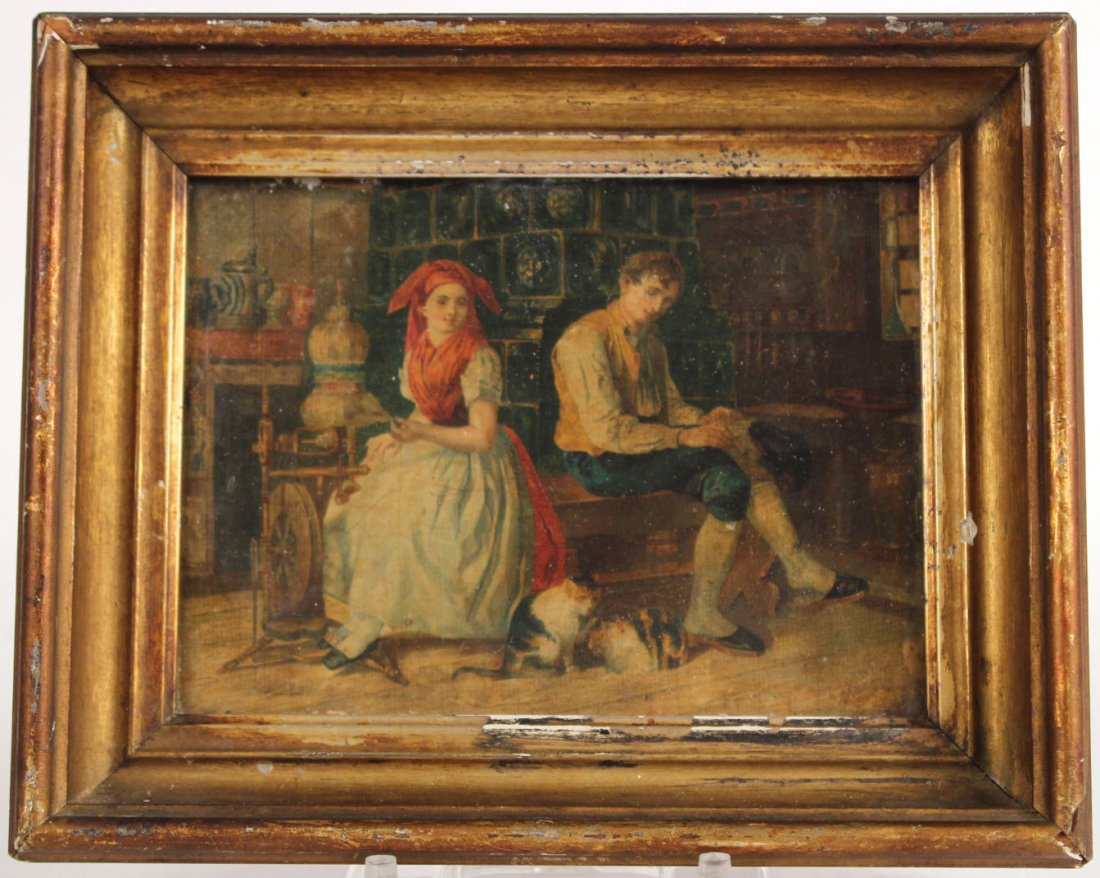 Print, Interior Genre Scene with Cats (1 of 4)