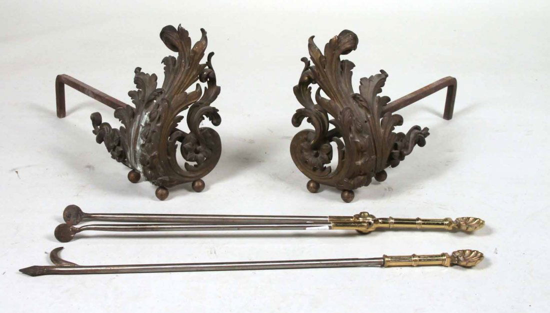 Pair of Louis XV Style Gilt Bronze Andirons (1 of 8)