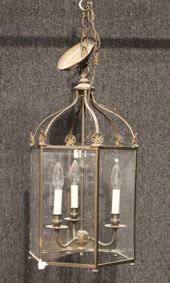 Regency Style Metal and Glass Hall Lantern (1 of 6)