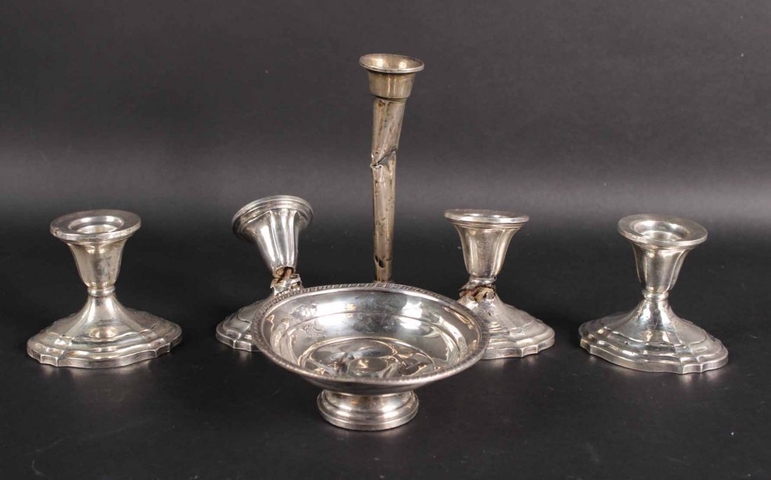 Set of Four Weighted Sterling Silver Candlesticks (1 of 9)