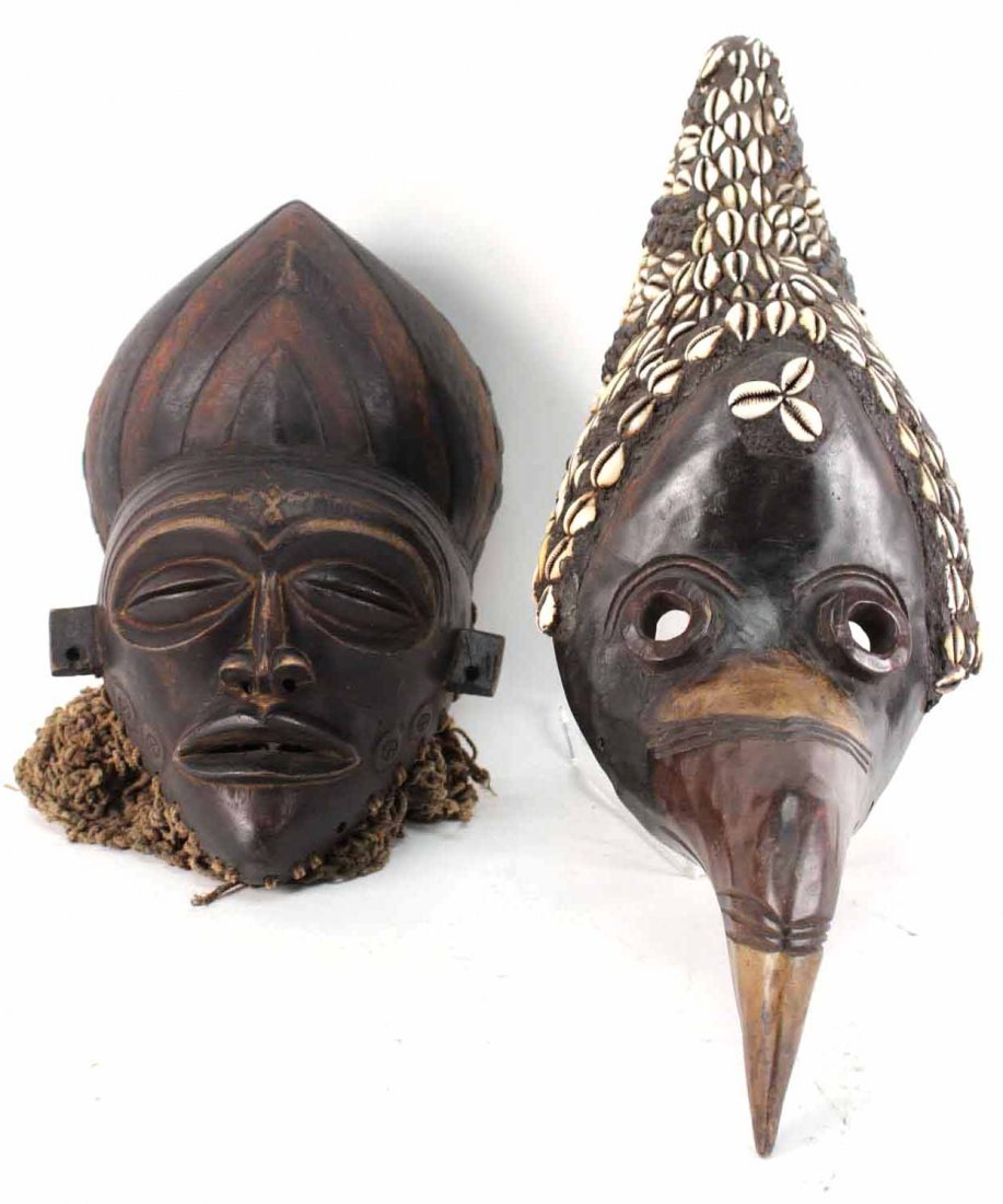 Two Carved Hardwood African Masks (1 of 9)