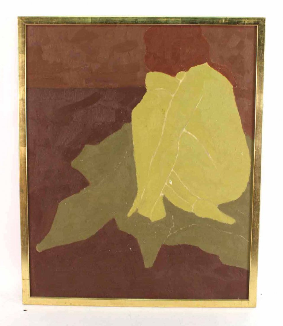 Oil on Canvas, Abstract Nude Woman: Signed verso in pencil "A. Gilbert, '68." Sight size: 33-1/2"h x 27-1/2"w