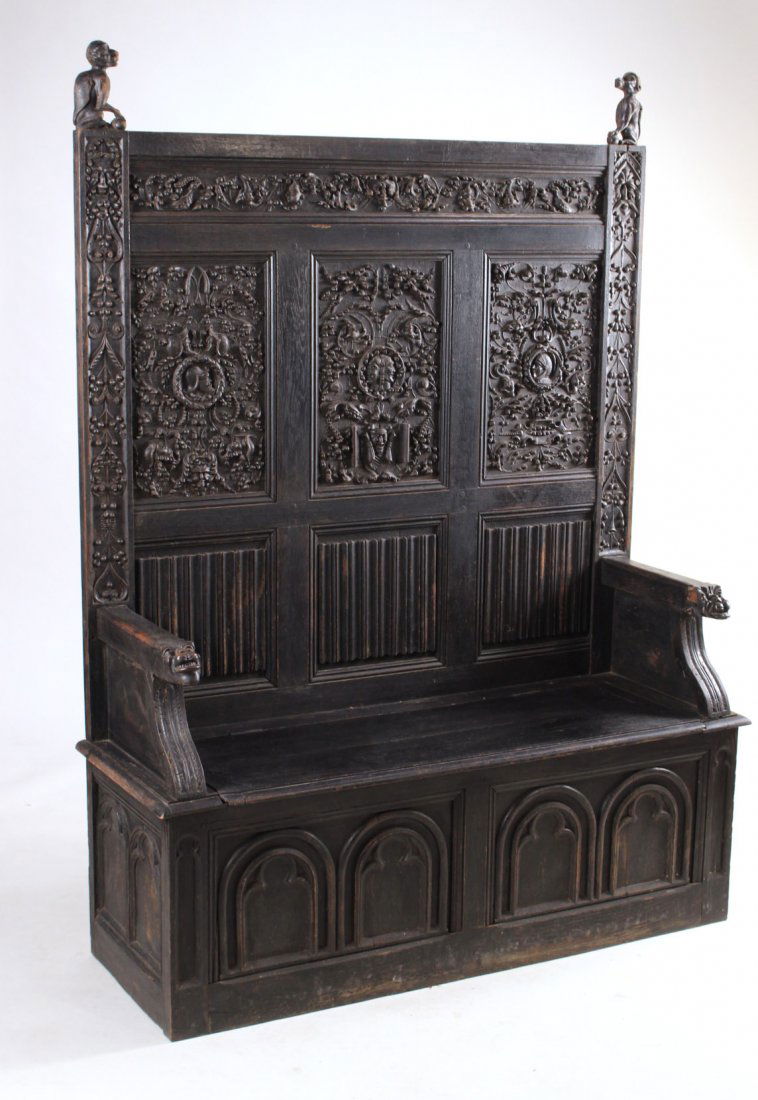 Elizabethan Style Oak Hall Bench (1 of 10)