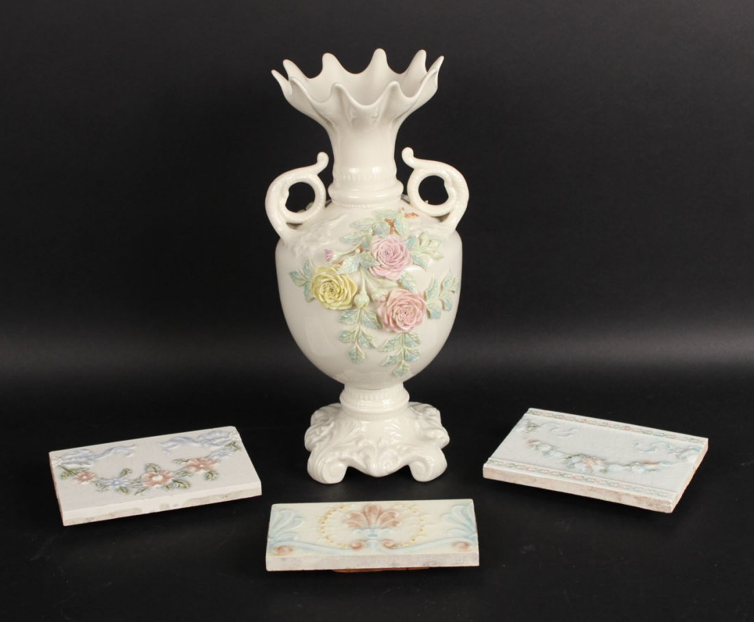 Vintage Belleek Floral Porcelain Vase