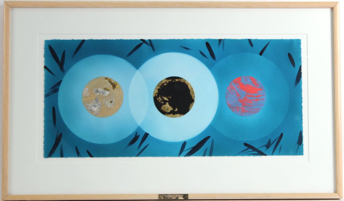 Mixed Media on Paper, Three Globes (1 of 6)