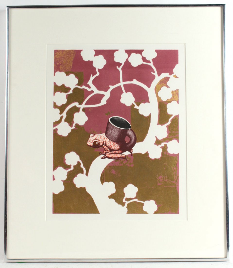 Lithograph with Gold Leaf, "Tree Frog Cup" (1 of 9)