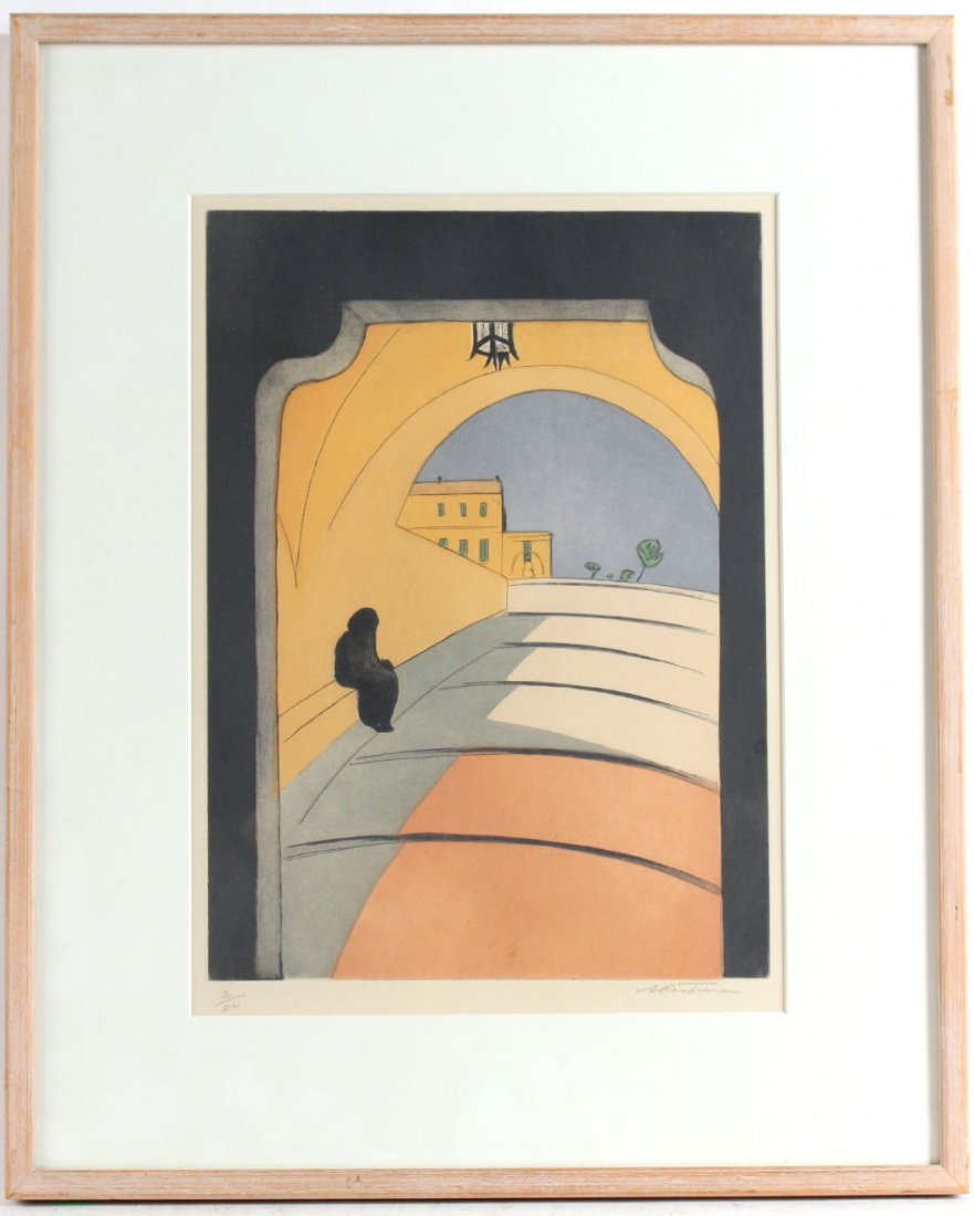 Aquatint, Entrance to Monaco, Augusta Rathbone (1 of 7)