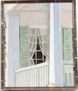 Oil on Board, "Asphodal Plantation," Lois Dodd: RDA# 60077 Bin#81 Sight size: 14"h x 11 1/2"w