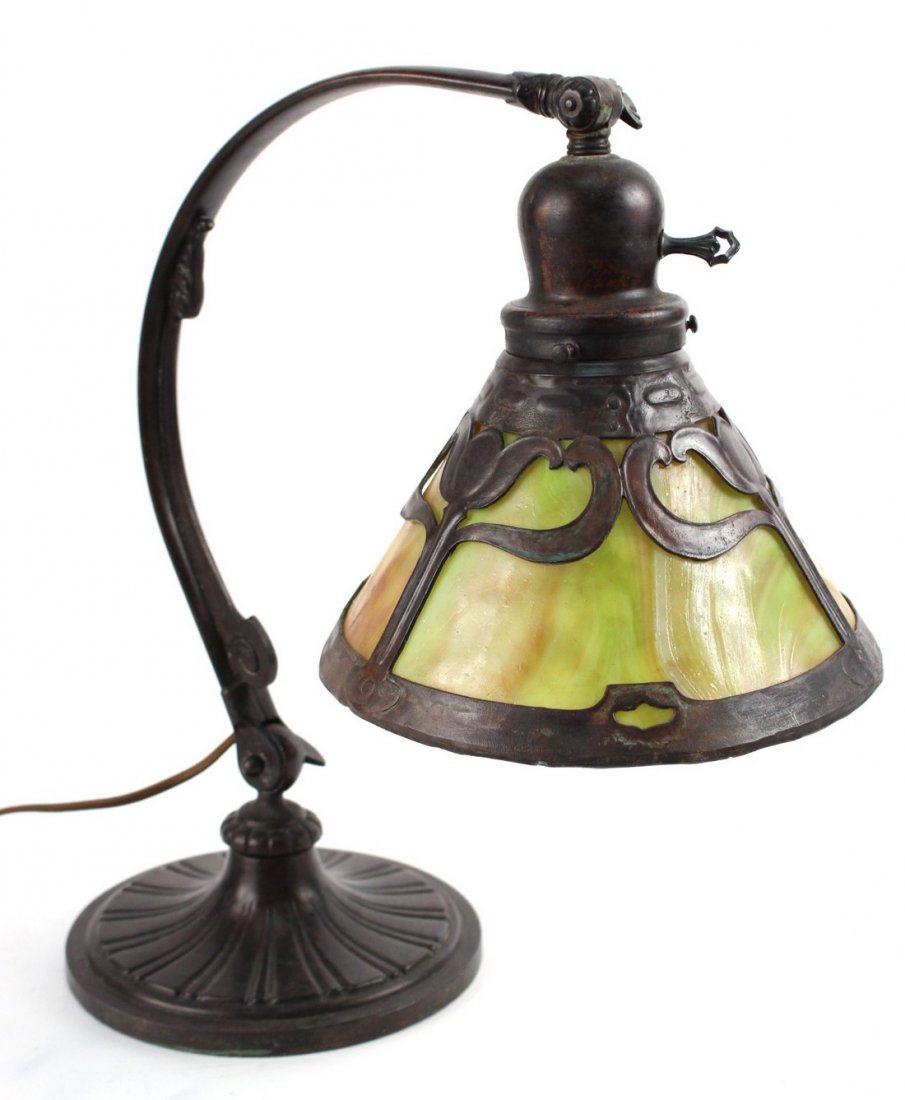 Handel Bronze and Slag Glass Desk Lamp (1 of 6)