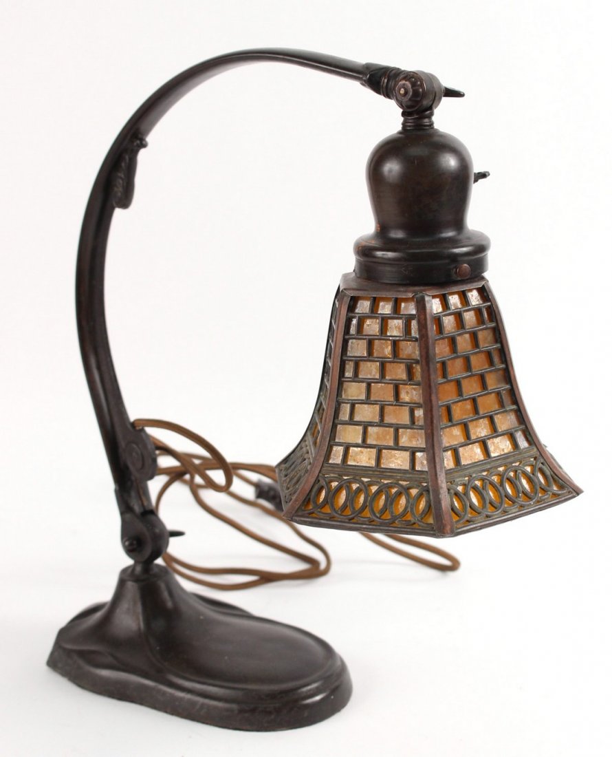 Handel Bronze and Slag Glass Desk Lamp (1 of 8)