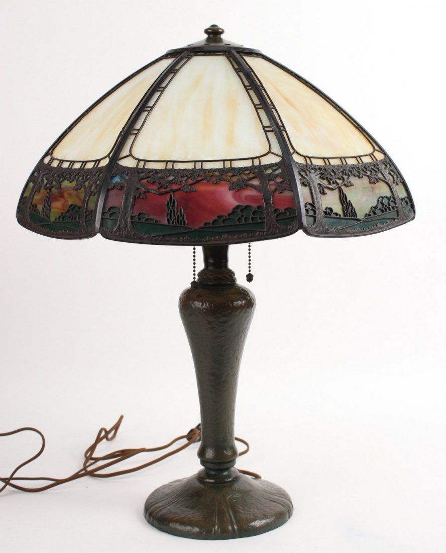 Handel Bronze and Slag Glass Table Lamp (1 of 10)