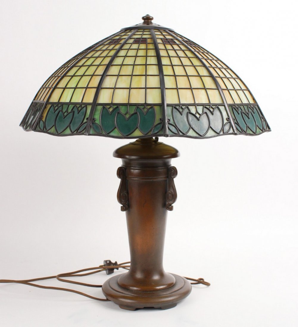 Handel Bronze and Slag Glass Table Lamp (1 of 9)