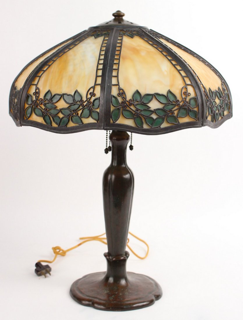 Handel Bronze and Slag Glass Table Lamp (1 of 8)