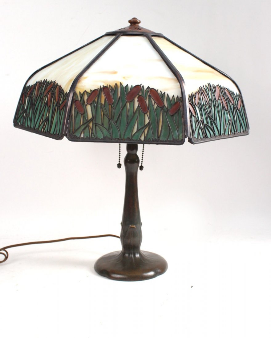 Handel Bronze and Slag Glass Table Lamp (1 of 8)