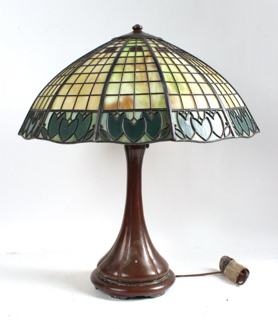 Handel Bronze and Slag Glass Table Lamp (1 of 7)