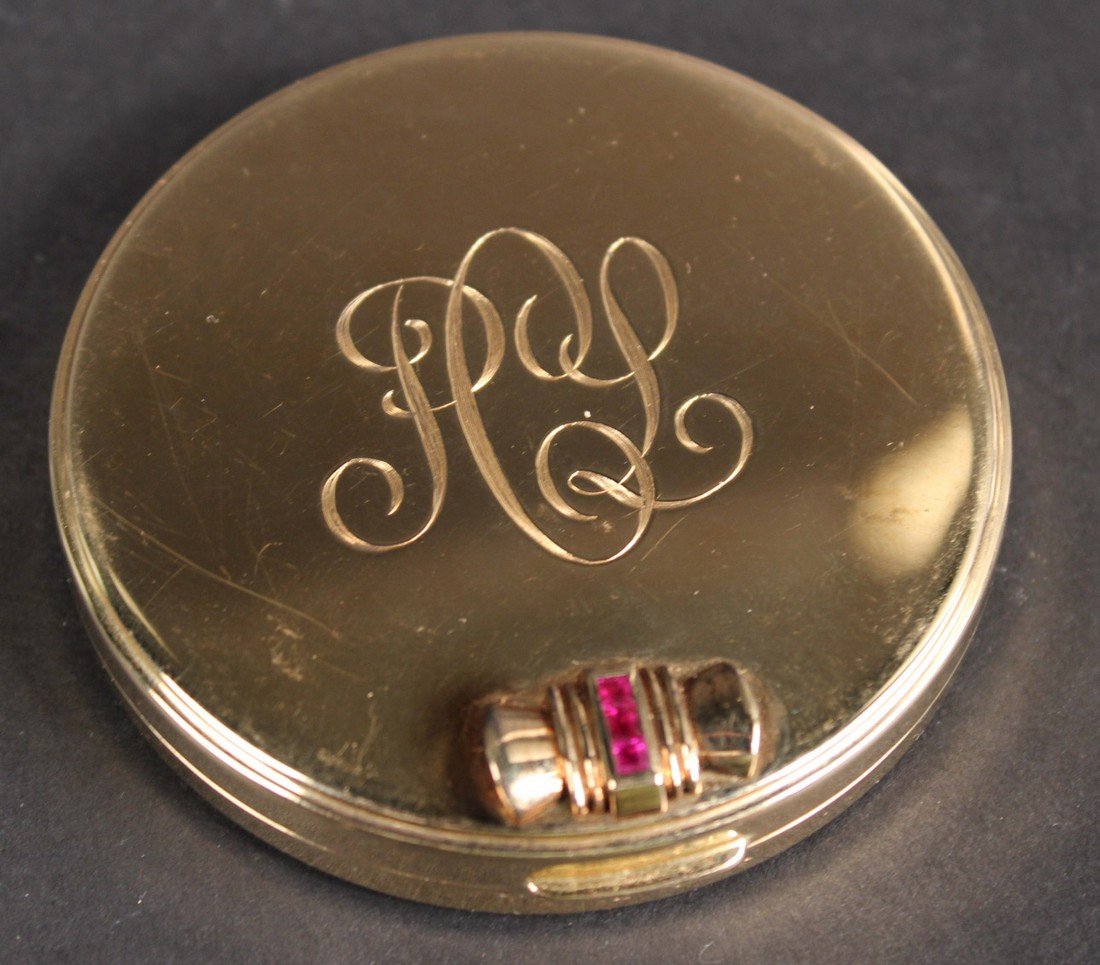 Tiffany & Co. 14K Yellow Gold and Ruby Compact (1 of 5)