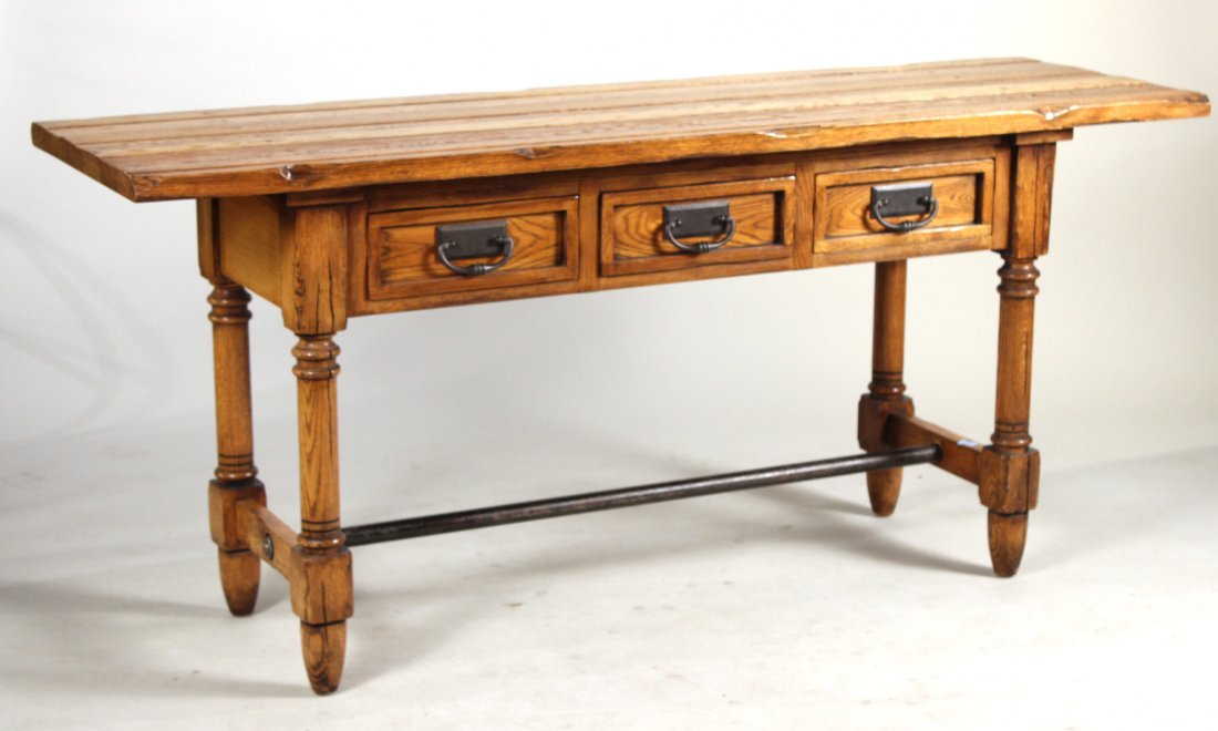 Ralph Lauren Metal Mounted Oak Console Table (1 of 8)