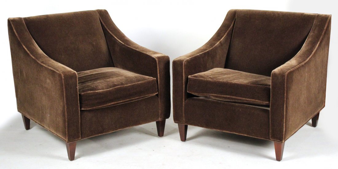 Pair of Brown Mohair-Upholstered Club Chairs (1 of 6)