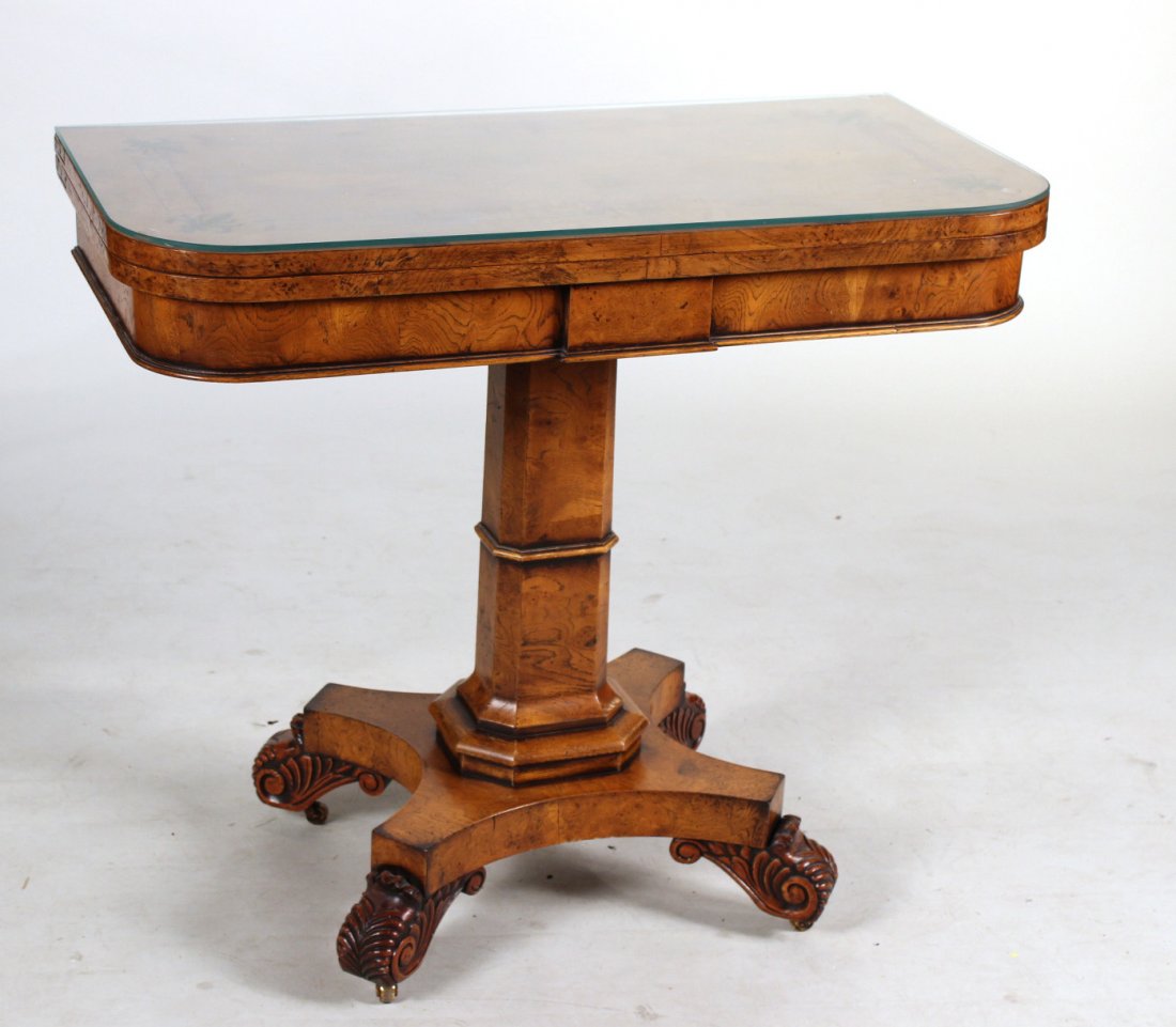 Neoclassical Style Inlaid Walnut Games Table (1 of 10)