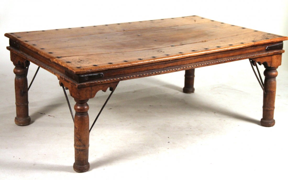Rustic Metal-Mounted Pine Low Table (1 of 9)