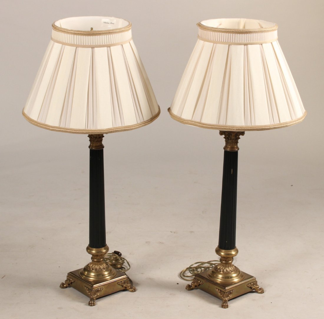 Pair of Neoclassical Style Brass Table Lamps (1 of 5)