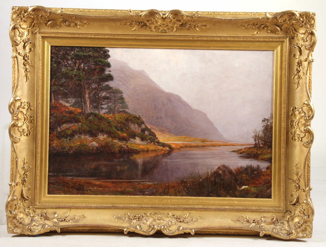 Oil on Canvas, Mountain Scene with River (1 of 10)