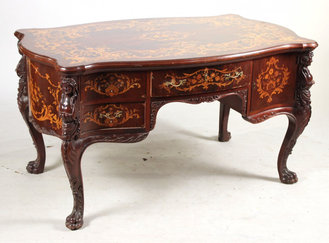 Victorian Inlaid Mahogany Partner's Desk (1 of 10)