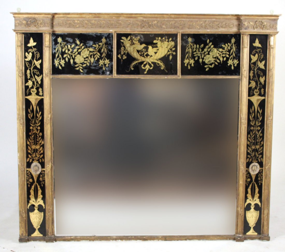 George III Eglomise & Giltwood Overmantel Mirror (1 of 8)