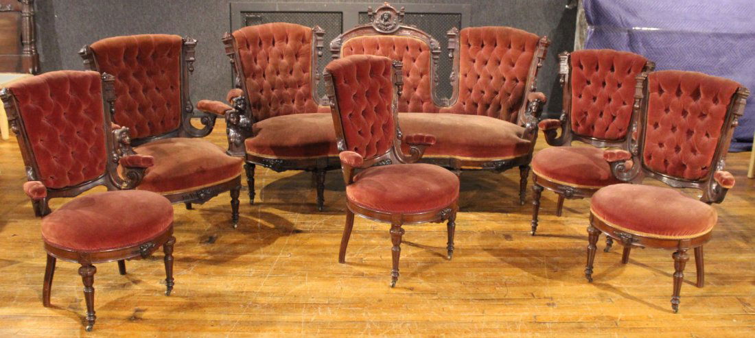 Six-Piece John Jelliff Mahogany Parlor Set (1 of 10)
