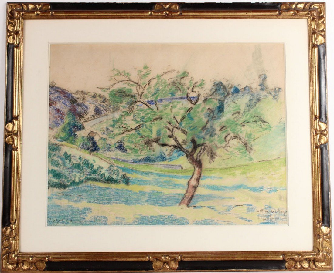 Pastel on Paper, Tree in Country Landscape (1 of 7)
