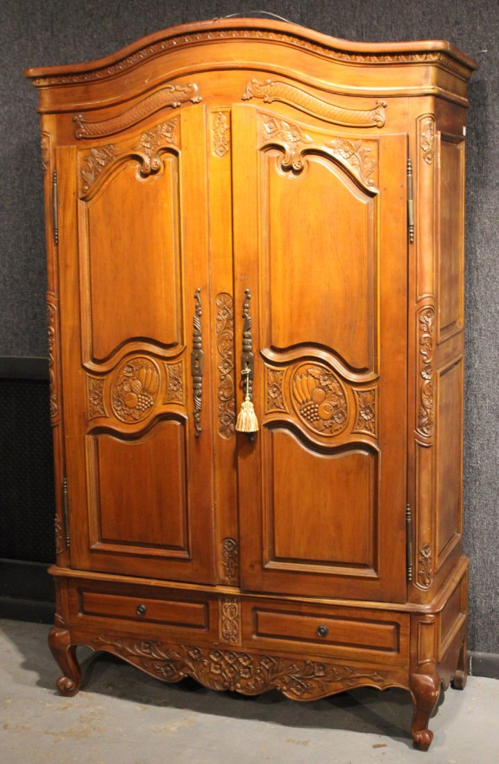 French Provincial Style Walnut Armoire (1 of 8)