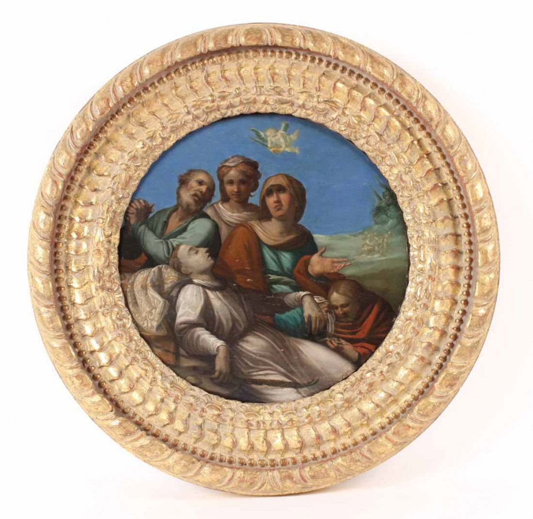 Oil on Board, Round Religious Painting (1 of 10)