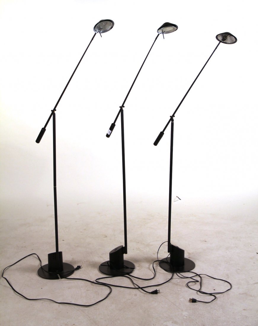 Three Black-Painted Metal Adjustable Floor Lamps (1 of 6)