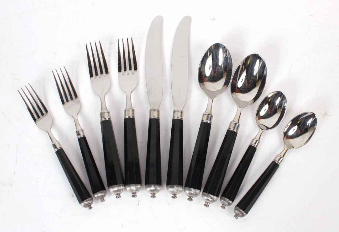 Laslo For Mikasa Black Handled Flatware Service (1 of 5)