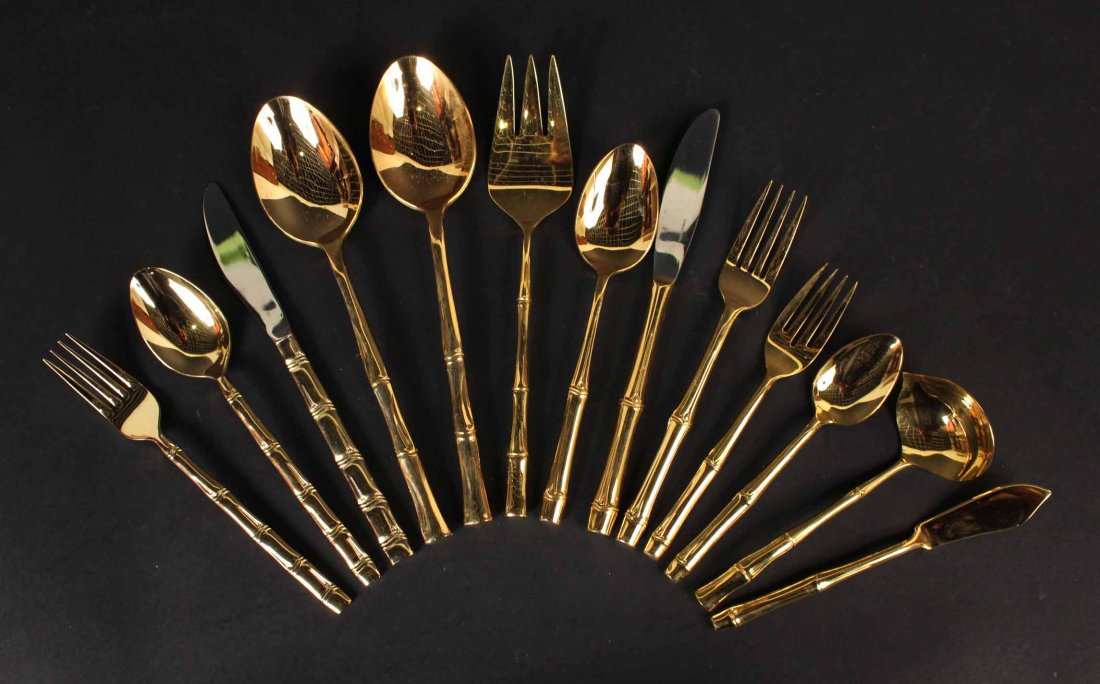 Tahiti Gilt Stainless Steel Flatware Service (1 of 8)