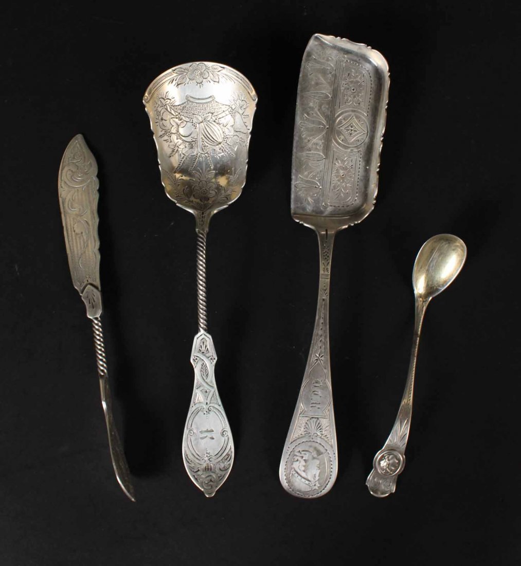 Four American Coin/Sterling Silver Flatware Items (1 of 9)